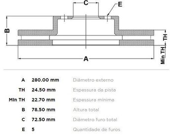 DISCO FREIO JEEP CHEROKEE (KK) 4.0 DIANT 1998 2007 29x29x12