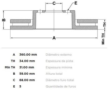 DISCO FREIO AUDI A6 C5 (4B2) 4.2 quattro DIANT 1999 2001 37x37x12