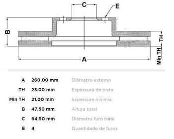 KIT 2 PÇs DISCO FREIO HONDA ACCORD VI (CG, CK) 1.8 i DIANT 1998 2002 27x27x12