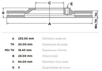 DISCO FREIO HYUNDAI ACCENT I (X-3) 2.6 D DIANT 1999 2004 26X26X12