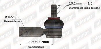 TERMINAL DIRECAO AUDI A3 Sportback (8VA, 8VF) S3 quattro EIXO DIANTEIRO LADO DIREITO 2014 2016