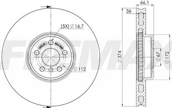 DISCO FREIO BMW 7 (G11, G12) 750 Li Pure Exellence EIXO DIANTEIRO LADO DIREITO 2016 2019 66,2