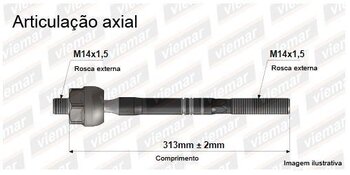 ARTICULACAO AXIAL VW FOX Hatch (5Z1, 5Z3, 5Z4) 1.0 Total Flex EIXO DIANTEIRO LADO ESQUERDO 2003 2005 303