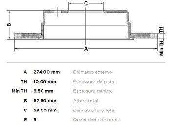 KIT 2 PÇs DISCO FREIO SUBARU FORESTER (SF) 2.5 AWD TRAS 2005 EM DIANTE 28X28X12