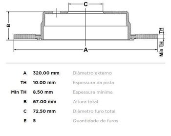 KIT 2 PÇs DISCO FREIO CHRYSLER 300C Touring (LX, LE) 5.7 AWD 2004 2010 33X33X12