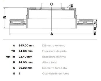 DISCO FREIO BMW 7 (E32) 750 i, iL V12 TRAS 1987 1994 35X35X12