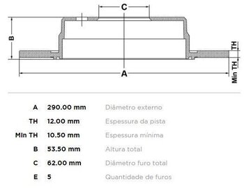 KIT 2 PÇs DISCO FREIO TOYOTA PRIUS (_W5_) 1.8 Hybrid (ZVW50_, ZVW51_) 2016 EM DIANTE 30X30X12