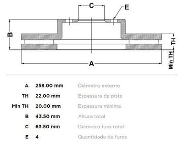 DISCO FREIO FORD FOCUS I (DAW, DBW) 2.0 16V EIXO DIANTEIRO 2000 2005 44