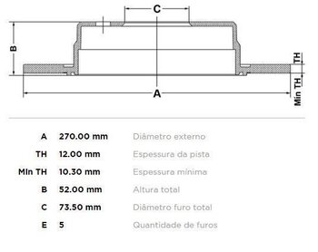 KIT 2 PÇs DISCO FREIO CHRYSLER 300 C (LX) 2.7 V6 24V TRAS 2000 2004 28x28x12