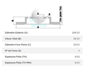 DISCO FREIO LIFAN 620 1.6 EIXO TRASEIRO 2010 2015 27x27x12