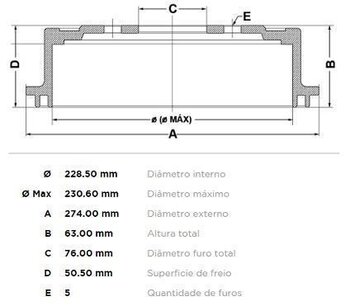 KIT 2 PÇs TAMBOR FREIO HYUNDAI ACCENT I (X-3) 1.6 2016 EM DIANTE 24x24x12