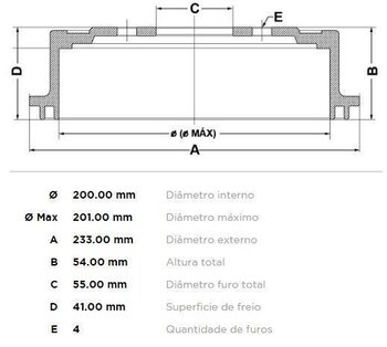 KIT 2 PÇs TAMBOR FREIO JAC J2 1.3 16V VVT 2012 2014 24X24X12