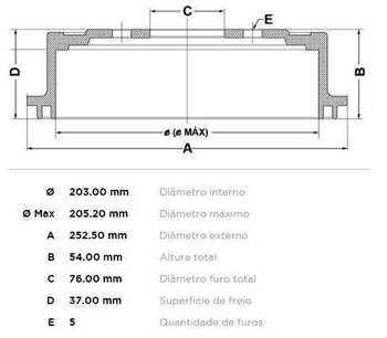 KIT 2 PÇs TAMBOR FREIO HYUNDAI ACCENT I (X-3) 1.8 Flex TRAS 2011 EM DIANTE 26X26X12