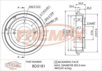 KIT 2 PÇs TAMBOR FREIO HYUNDAI ACCENT I (X-3) 1.8 Flex TRAS 2011 EM DIANTE 26X26X12