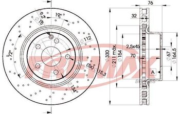 DISCO FREIO MERCEDES-BENZ S-CLASS (W220) S 500 (220.075, 220.175, 220.875) 1998 2005 34X34X12