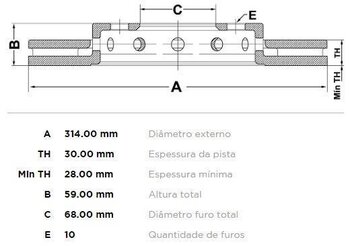 DISCO FREIO AUDI A8 D2 (4D2, 4D8) 4.2 quattro DIANT 1994 1998 32X32X12