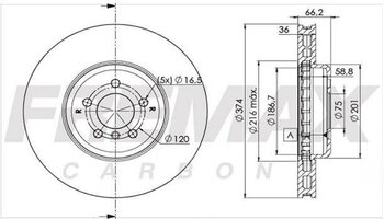 DISCO FREIO BMW 5 (F10) 550 i EIXO DIANTEIRO LADO DIREITO 2010 2012 66,2