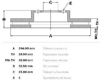 KIT 2 PÇs DISCO FREIO SSANGYONG KYRON 2.0 Xdi 4x4 EIXO DIANTEIRO 2005 2014 56,7