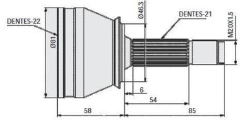 HOMOCINETICA RENAULT CLIO I Sedan (LB_) 1.6 RL/RN (LB01, LB1J) EIXO DIANTEIRO LADO ESQUERDO, DO LADO DA RODA 2000 2004