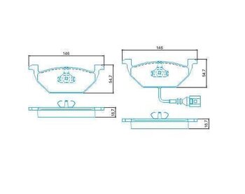 PASTILHA FREIO AUDI A3 (8L1) 1.8 Turbo EIXO DIANTEIRO 1997 2006 146X54,7X19,8