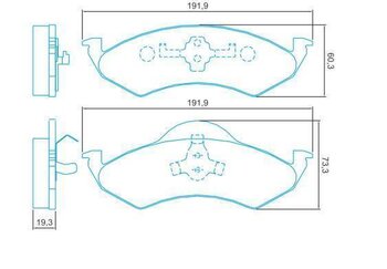 PASTILHA FREIO DODGE DAKOTA 4.7 Sport EIXO DIANTEIRO 2001 2001 191,9X72,3