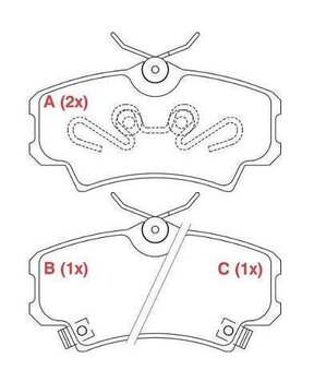 PASTILHA FREIO HONDA CIVIC V Sedan (EG, EH) 1.6 EX 16V (EH9) EIXO DIANTEIRO 1991 1995 117,9X61,1