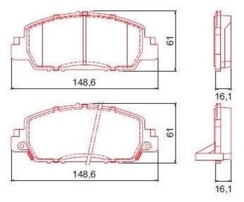 PASTILHA FREIO HONDA ACCORD IX Sedan (CR) 2.4 EX (CR2) DIANT 2013 2014 148,7X15,8X60,7