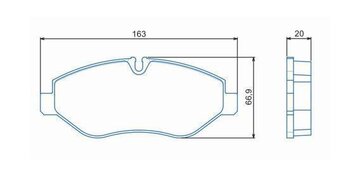 PASTILHA FREIO MERCEDES-BENZ 100 Caixa (631) 311 CDI (906.731, 906.733, 906.735) DIANT 2016 EM DIANTE 163,1X67,6X20,9