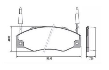 PASTILHA FREIO RENAULT 19 I (B/C53_) 2.0 (K48R) DIANT 1990 1994 122,5X48,6X17