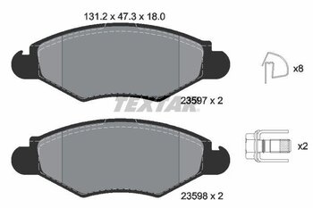 PASTILHA FREIO PEUGEOT 206 Hatch (2A/C) 1.6 i Soleil EIXO DIANTEIRO 1999 2003 131,2X47,3X18