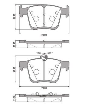 PASTILHA FREIO AUDI A3 (8V1, 8VK) 1.8 TFSI EIXO TRASEIRO 2012 2014 123,1X56,3X15,5