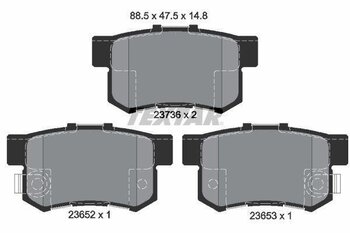 PASTILHA FREIO HONDA CR-V I (RD) 2.0 ELX 16V 4WD (RD1, RD3) EIXO TRASEIRO 1999 2002 88,5X47,5X14,8