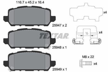 PASTILHA FREIO HONDA HR-V (RU) 1.8 i-VTEC Flexone EIXO TRASEIRO 2015 2022 116,7X45,2X17