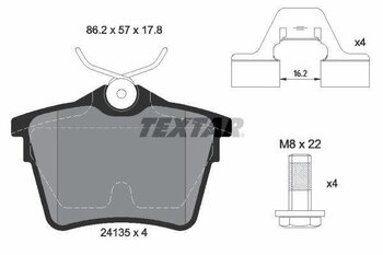 PASTILHA FREIO PEUGEOT 407 (6D_) 2.0 (6DRFNB, 6DRFNE) EIXO TRASEIRO 2004 2005 86,2X57X17,8