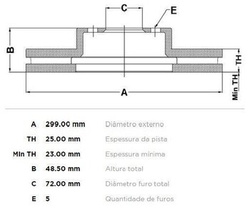 DISCO FREIO FORD FUSION Sedan 2.5 2009 2012 30x30x12