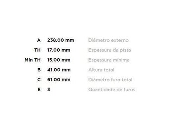 DISCO FREIO RENAULT 19 I (B/C53_) 1.0 DIANT AMBOS 2017 EM DIANTE 32x32x12