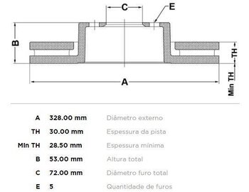 DISCO FREIO JEEP GRAND CHEROKEE III (WH, WK) 4.7 V8 4x4 EIXO DIANTEIRO 2007 2010 33X33X12