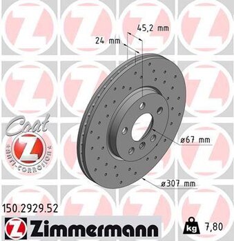 DISCO FREIO MINI MINI CLUBMAN (F54) Cooper S ALL4 EIXO DIANTEIRO 2015 EM DIANTE 45