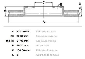 DISCO FREIO NISSAN TERRANO II (R20) 2.7 TD SE 4WD DIANT 1993 2002 28X28X12