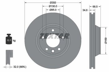 DISCO FREIO PORSCHE CAYENNE (92A) 3.6 V6 EIXO DIANTEIRO LADO ESQUERDO 2010 2017 68,5