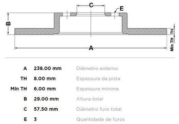 DISCO FREIO DS AIRCROSS 14 DIANT 1988 1992 24X24X12