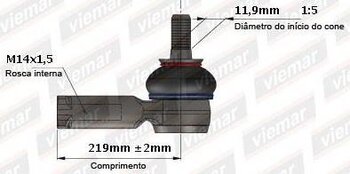 TERMINAL DIRECAO RENAULT DUSTER (HS_) 2.0 Hi-Flex (HSA4, HSML) EIXO DIANTEIRO LADO DIREITO 2011 2015 220,5