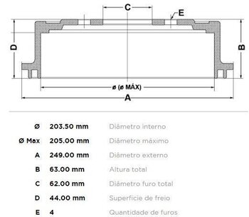 KIT 2 PÇs TAMBOR FREIO JAC J3 Hatch 1.4 2011 2015 25x25x12