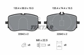 PASTILHA FREIO MERCEDES-BENZ GLB (X247) GLB 200 (247.687) EIXO DIANTEIRO 2020 EM DIANTE 135,4X19,3