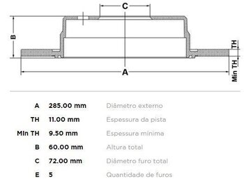 KIT 2 PCs DISCO FREIO JEEP GRAND CHEROKEE I (ZJ, ZG) 5.9 i Limited 4x4 TRAS 1997 1999 29X29X12