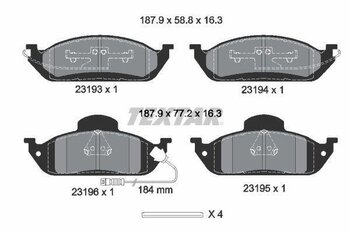 PASTILHA FREIO MERCEDES-BENZ M-CLASS (W163) ML 320 (163.154) EIXO DIANTEIRO 1998 2002 187,9X16,3