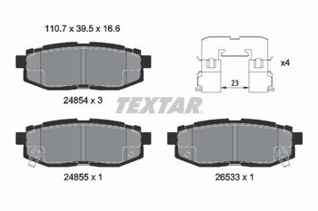 PASTILHA FREIO SUBARU IMPREZA Hatch (GR, GH, G3) 2.5 WRX AWD EIXO TRASEIRO 2010 2013 110,7X39,5X16,6