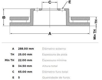 KIT 2 PCs DISCO FREIO AUDI A3 (8L1) 1.8 T DIANT 2000 2006 29X29X12