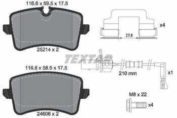 PASTILHA FREIO AUDI A5 (8T3) RS5 quattro EIXO TRASEIRO 2010 2015 116,6X17,5