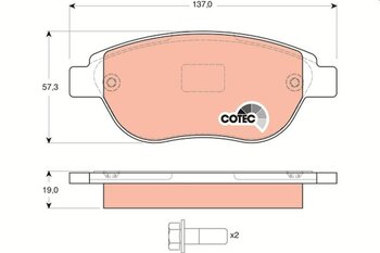 PASTILHA FREIO CITROËN C3 I (FC_, FN_) 1.6 16V EIXO DIANTEIRO 2003 2005 137,0X57,3X19,0